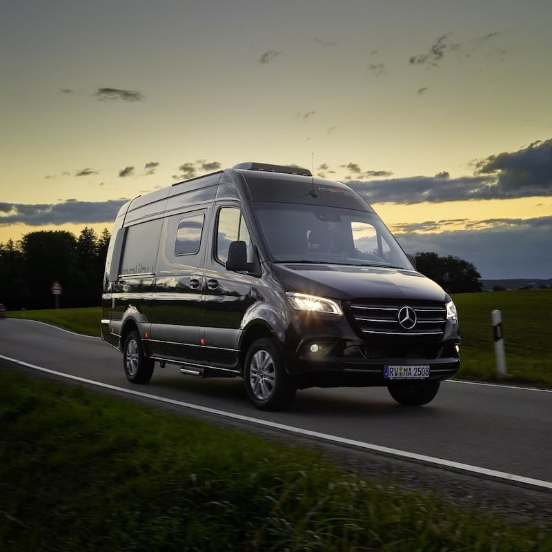 Malibu campervan on the road